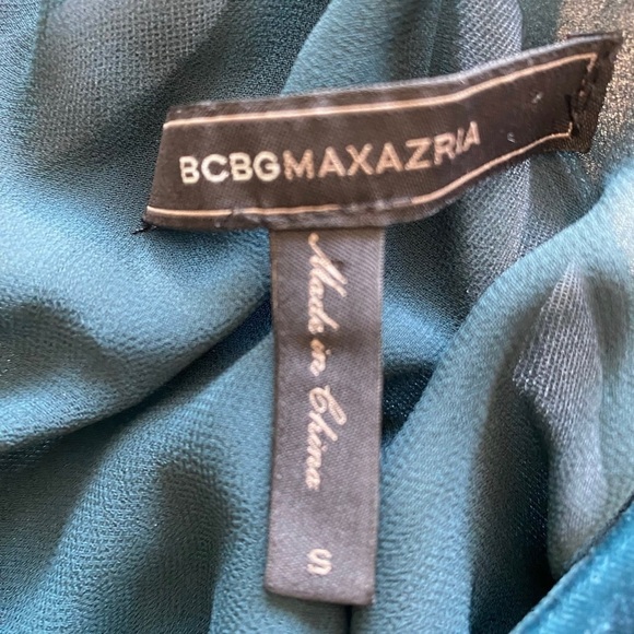 BCBGMaxAzria Asymmetrical Velvet Teal Tank Dress Adjustable Straps Size Small - Picture 7 of 9